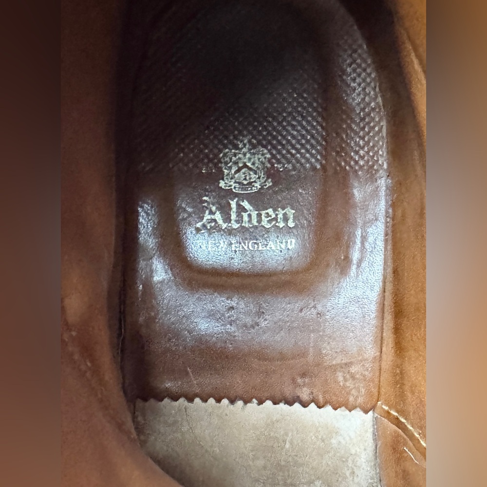ALDEN 44618 Wingtip Boots Dark Tan Calfskin Lace Up Ankle Whiskey 13 BD - Picture 11 of 12